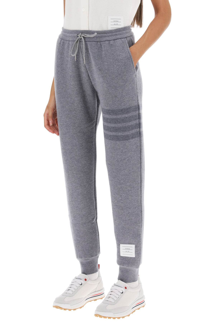 Thom Browne Knitted Joggers With 4 Bar Motif   Grigio