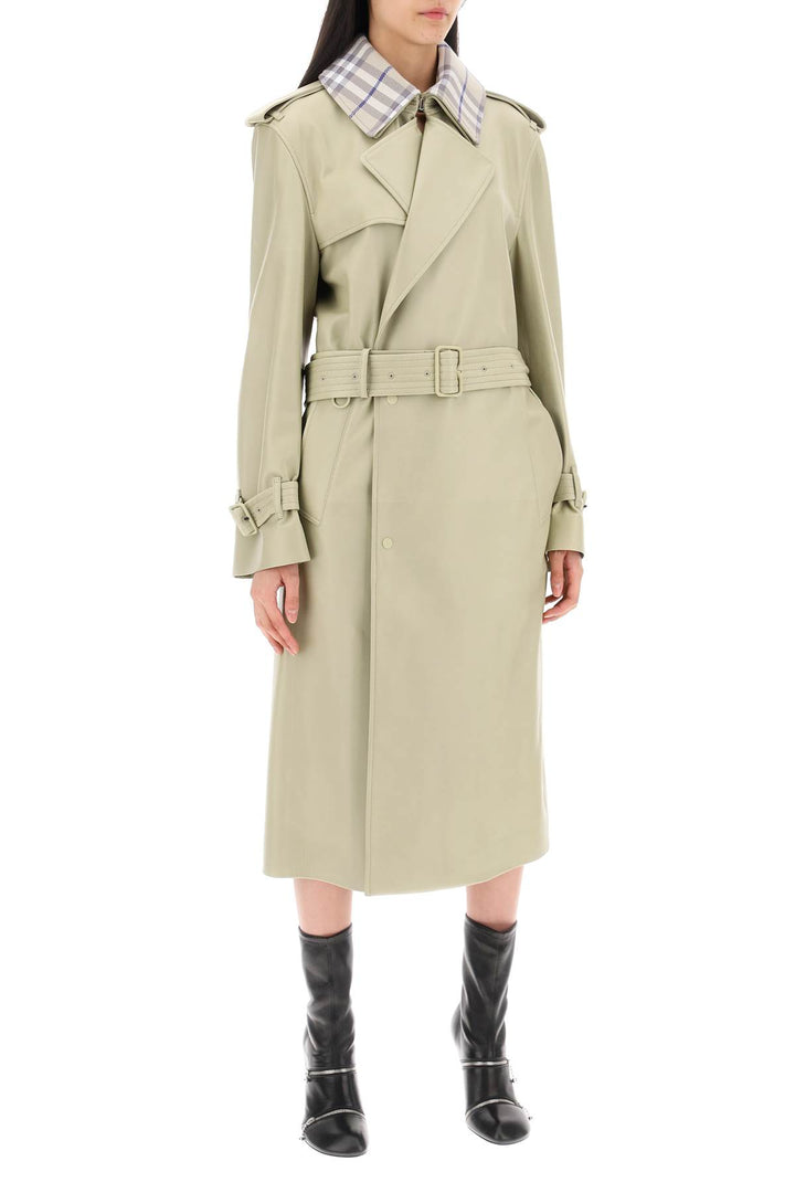 Burberry long leather trench coat