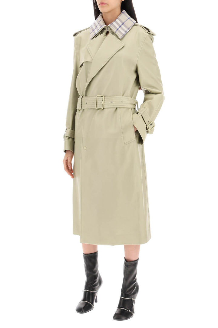 Burberry long leather trench coat