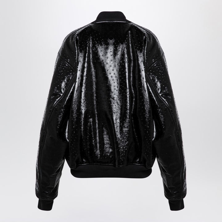 Balenciaga leather ostrich-effect bomber jacket