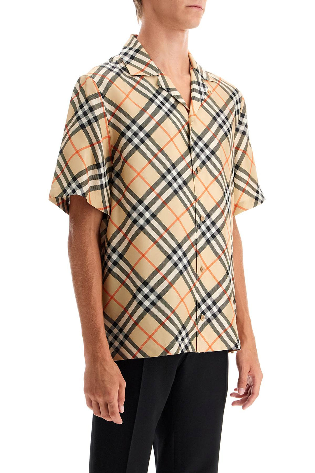 Burberry ered silk short-sleeved shirt