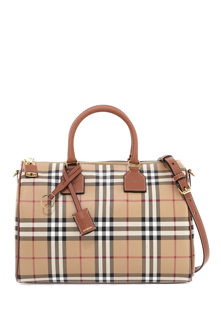 Burberry check media bowling bag