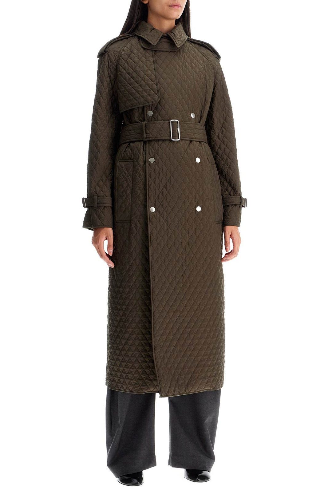 Burberry long quilted trench coat