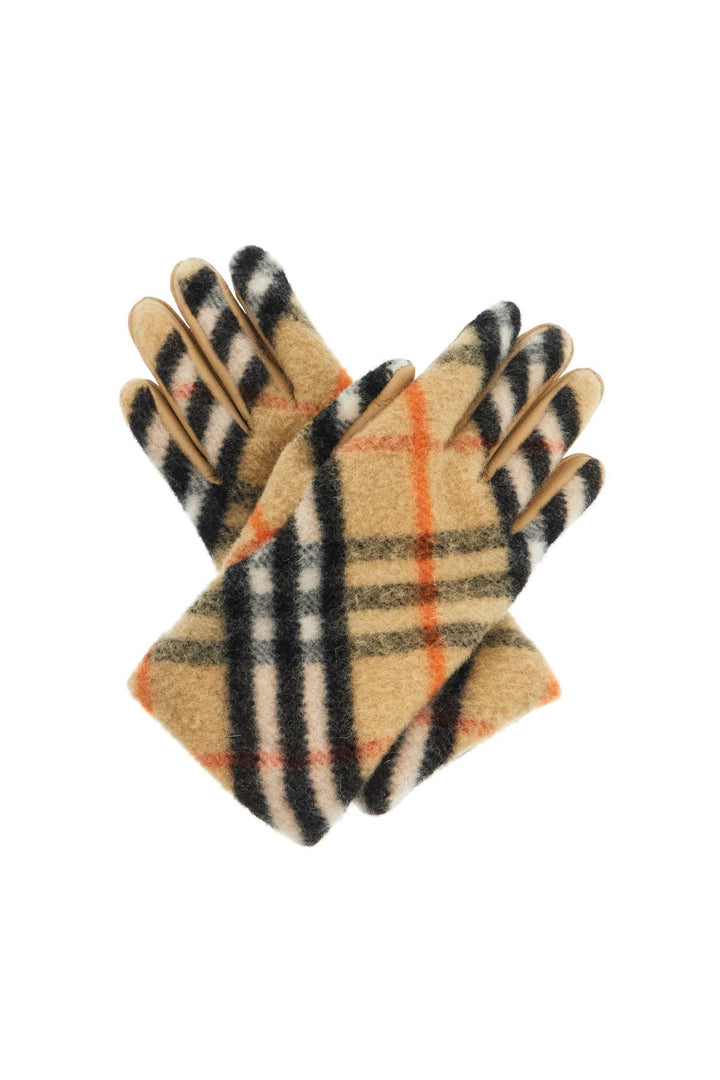 Burberry wool and leather check gloves