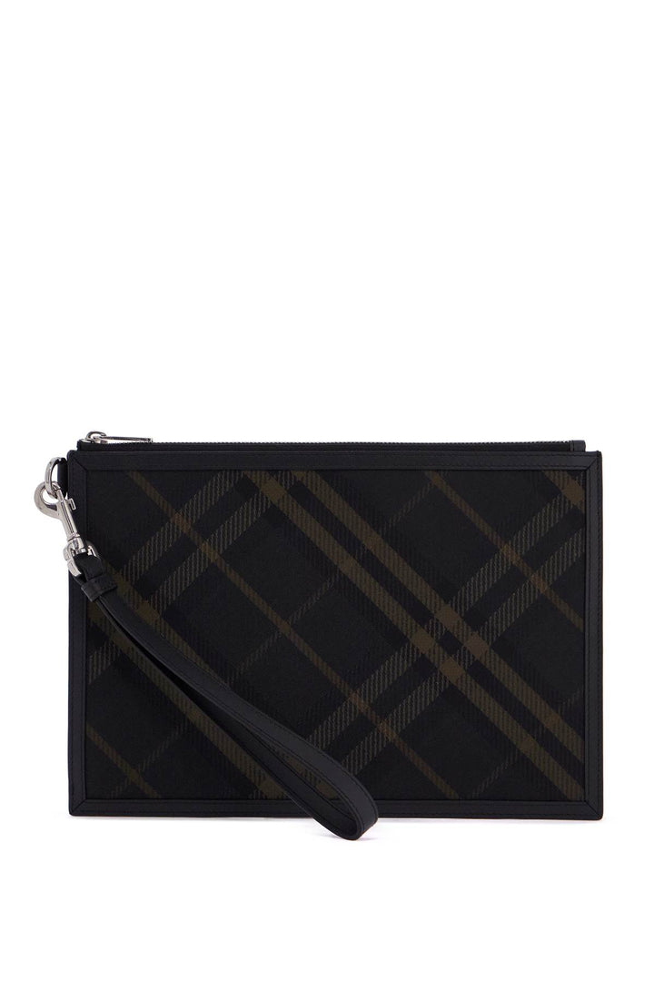 Burberry ered checkered coated canvas pouch bag