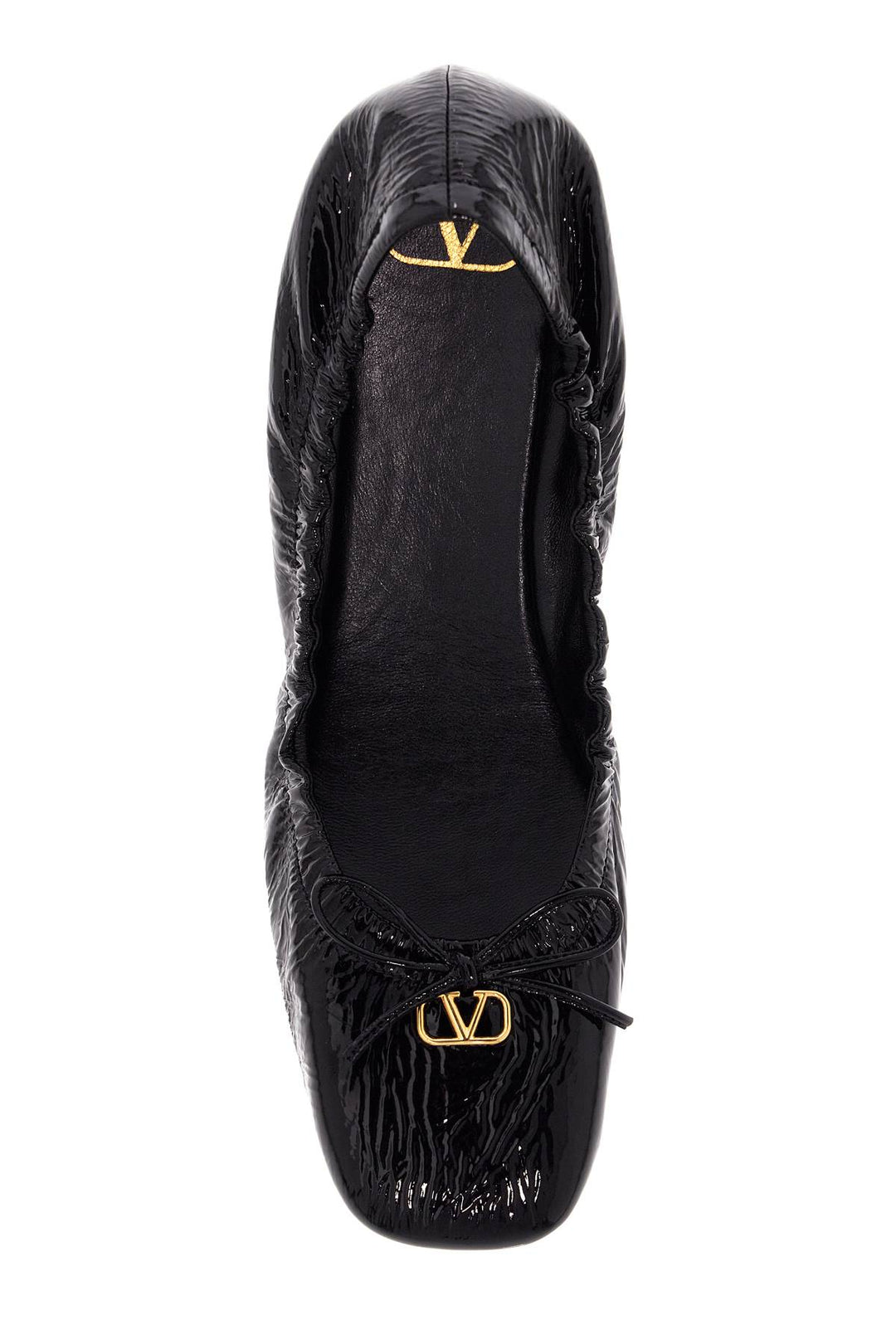 Valentino Garavani Vlogo Signature Patent Leather Baller   Black