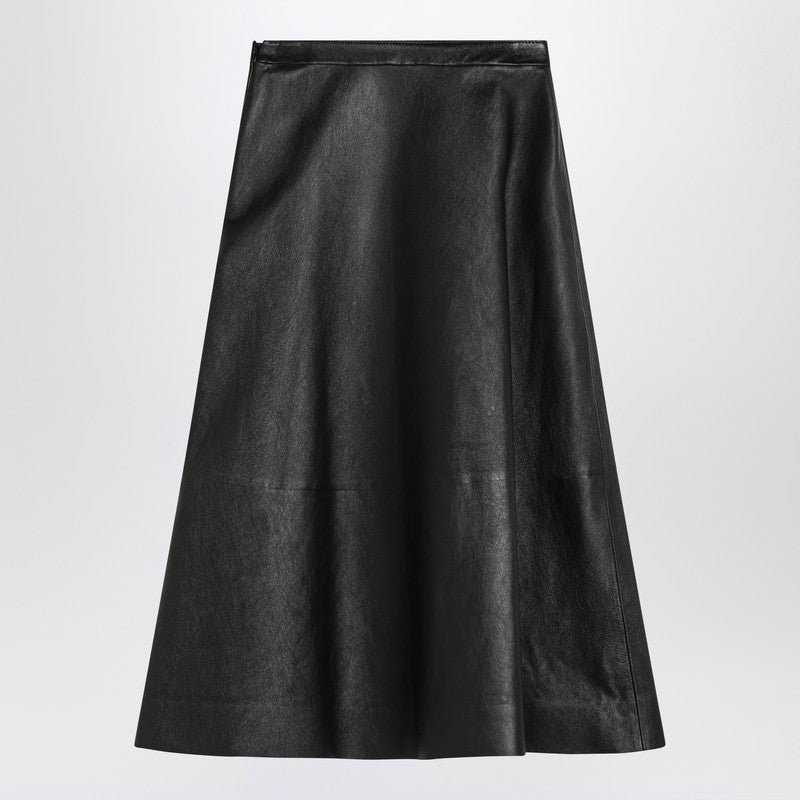 Balenciaga leather flared skirt