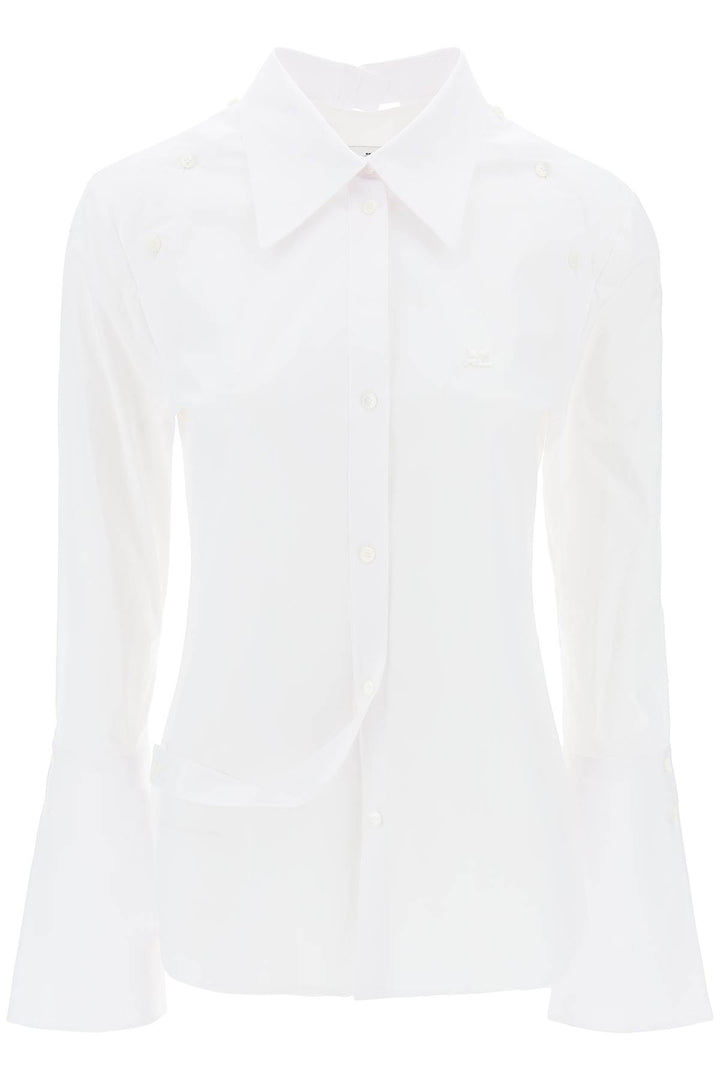 Courreges Modular Cotton Poplin Shirt   Bianco