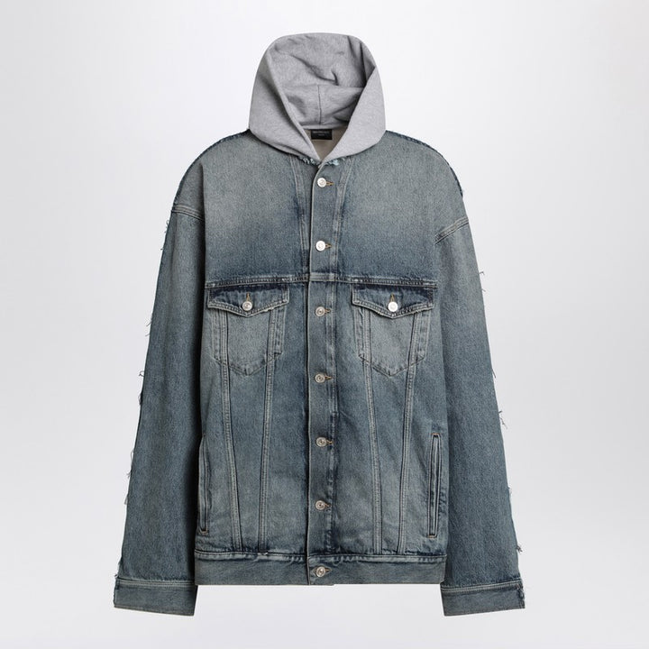 Balenciaga Denim and fleece cotton jacket