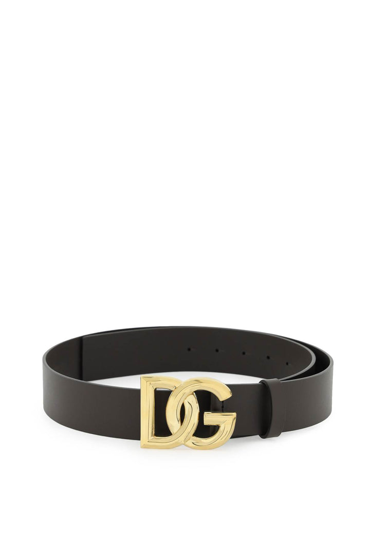 Dolce & Gabbana Lux Leather Belt With Dg Buckle   Brown