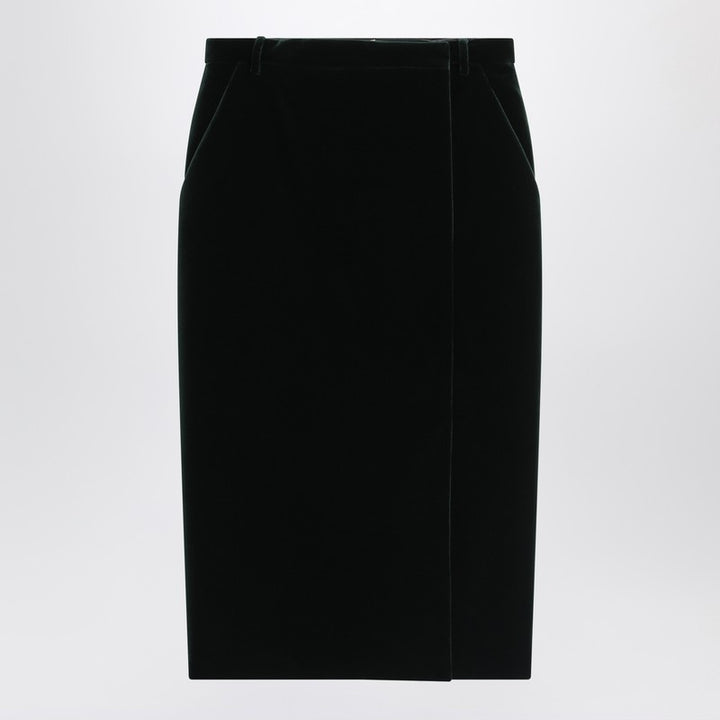 Saint Laurent velvet wrap midi skirt