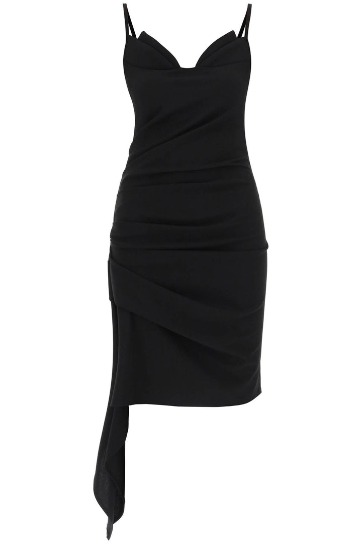 Mvp Wardrobe Manzoni Draped Mini Dress   Black