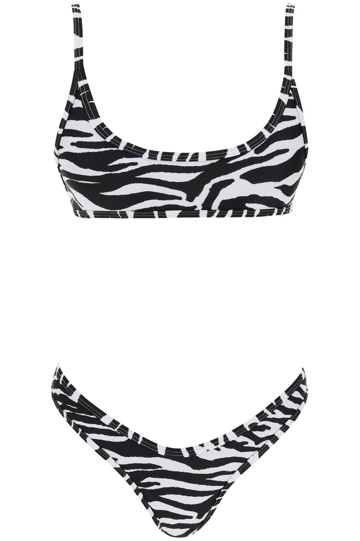 The Attico Animal Print Bikini Set In 8   Bianco