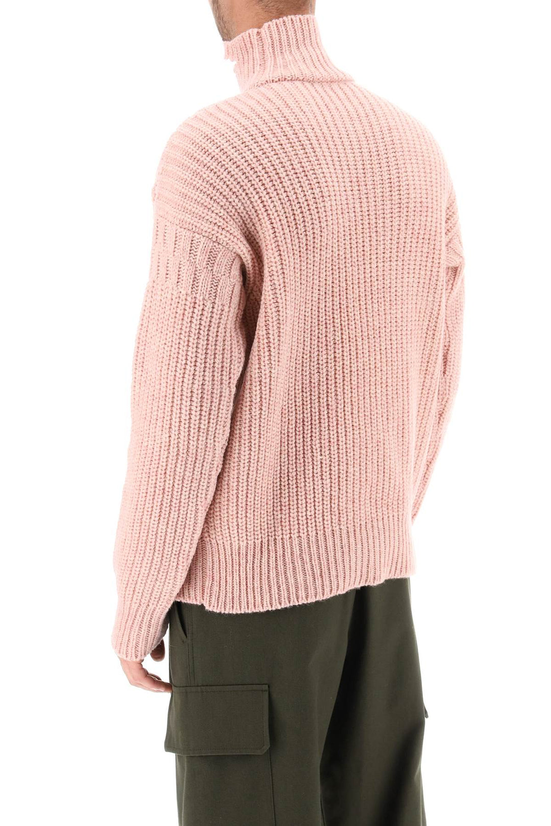Marni Funnel Neck Sweater In Destroyed Effect Wool   Rosa
