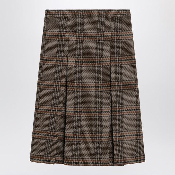 Saint Laurent Prince of Wales wool midi skirt