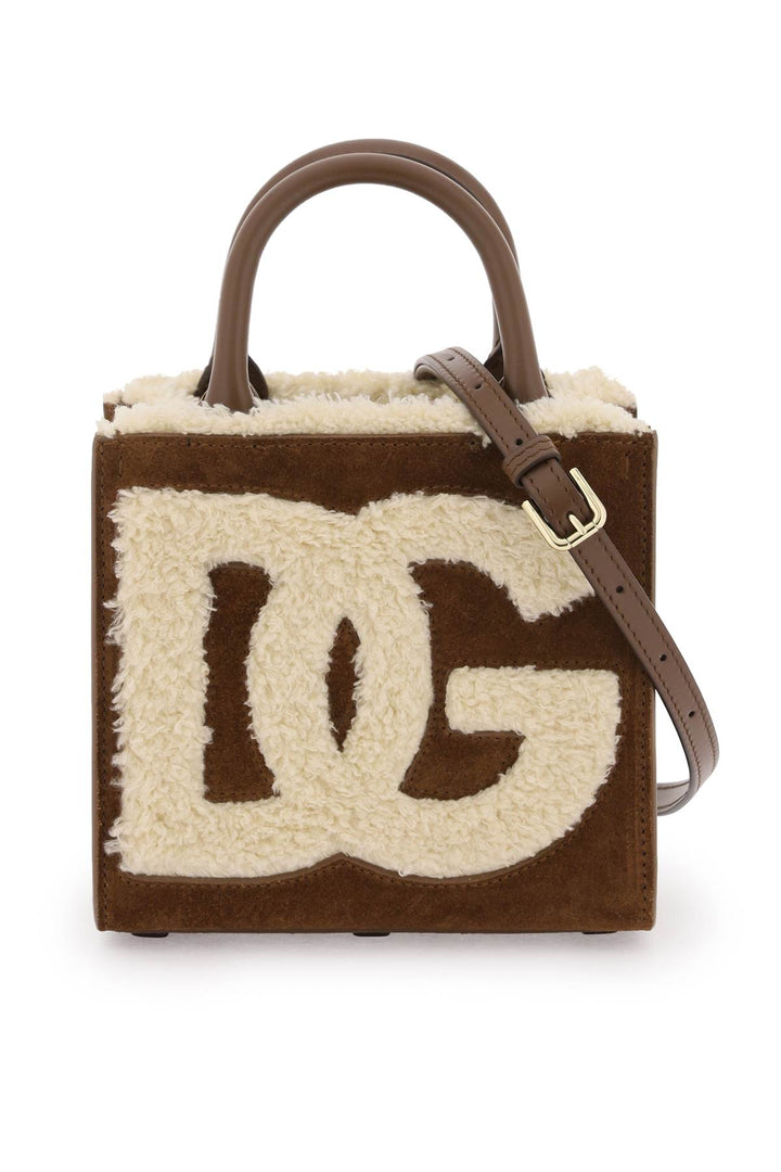 Dolce & Gabbana Dg Daily Mini Suede And Shearling Tote Bag   Beige