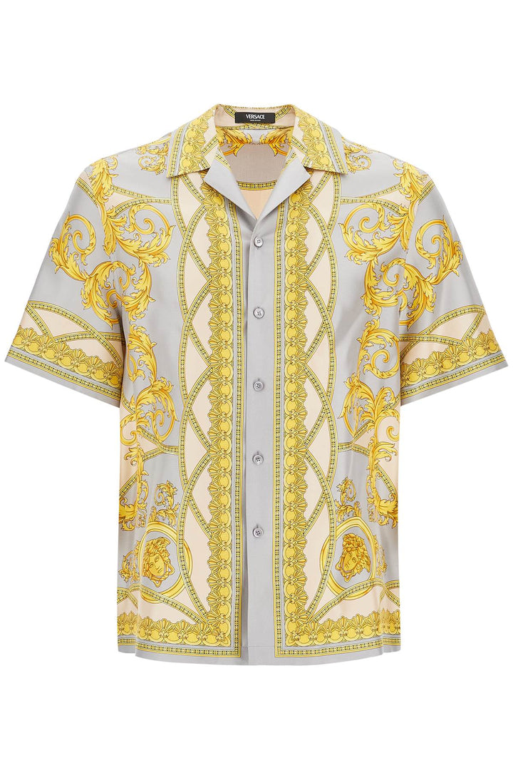 Versace Printed Silk Bowling Shirt From The Gods' Collection   Grey