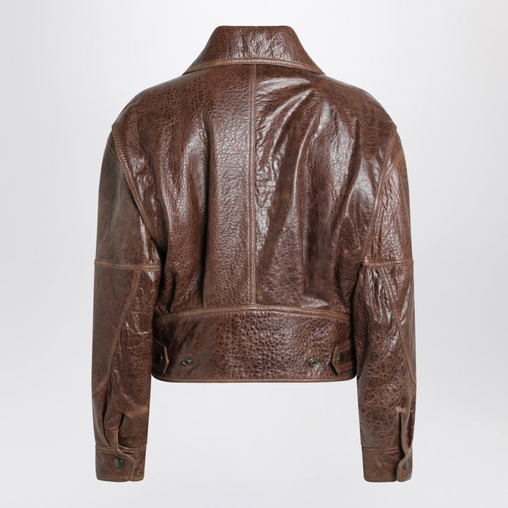 Saint Laurent Aged leather bomber jacket