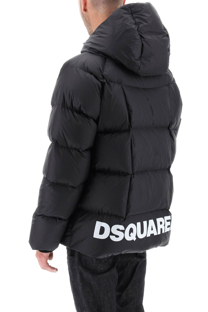 Dsquared2 Logo Print Hooded Down Jacket   Nero