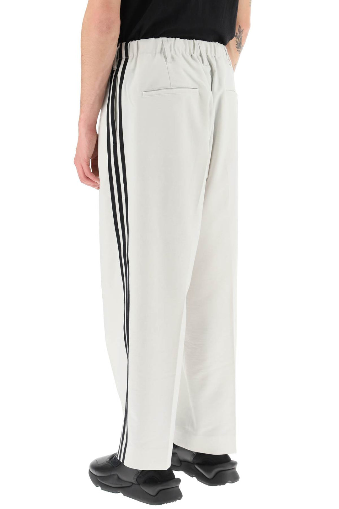 Y 3 Lightweight Twill Pants With Side Stripes   Bianco