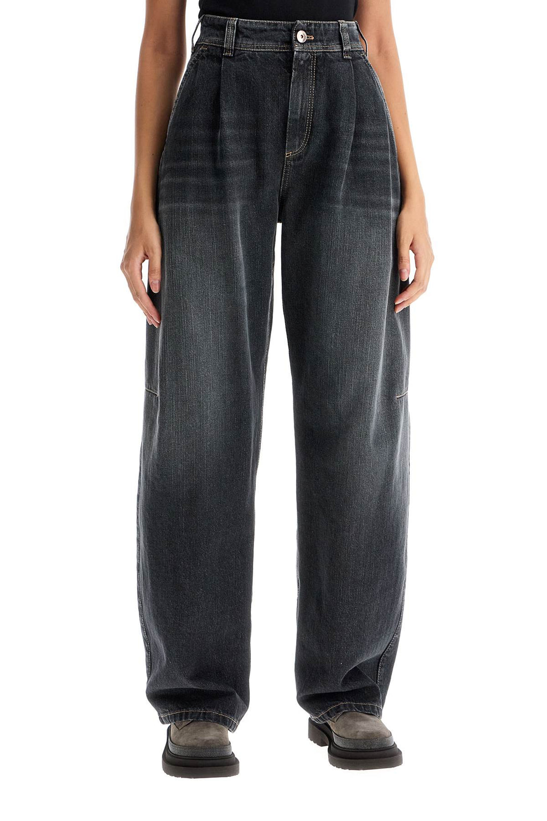 Brunello Cucinelli Curved Leg Jeans For A   Black