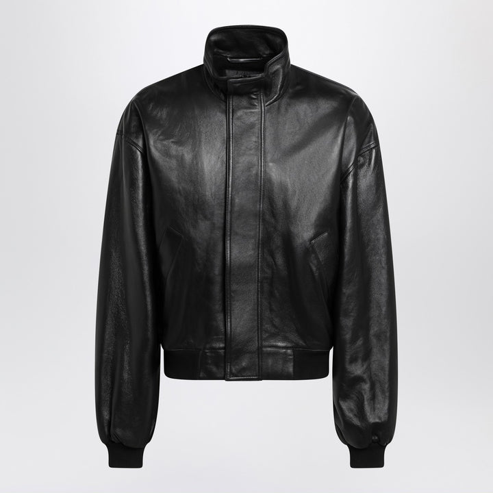 Balenciaga leather zip-up bomber jacket
