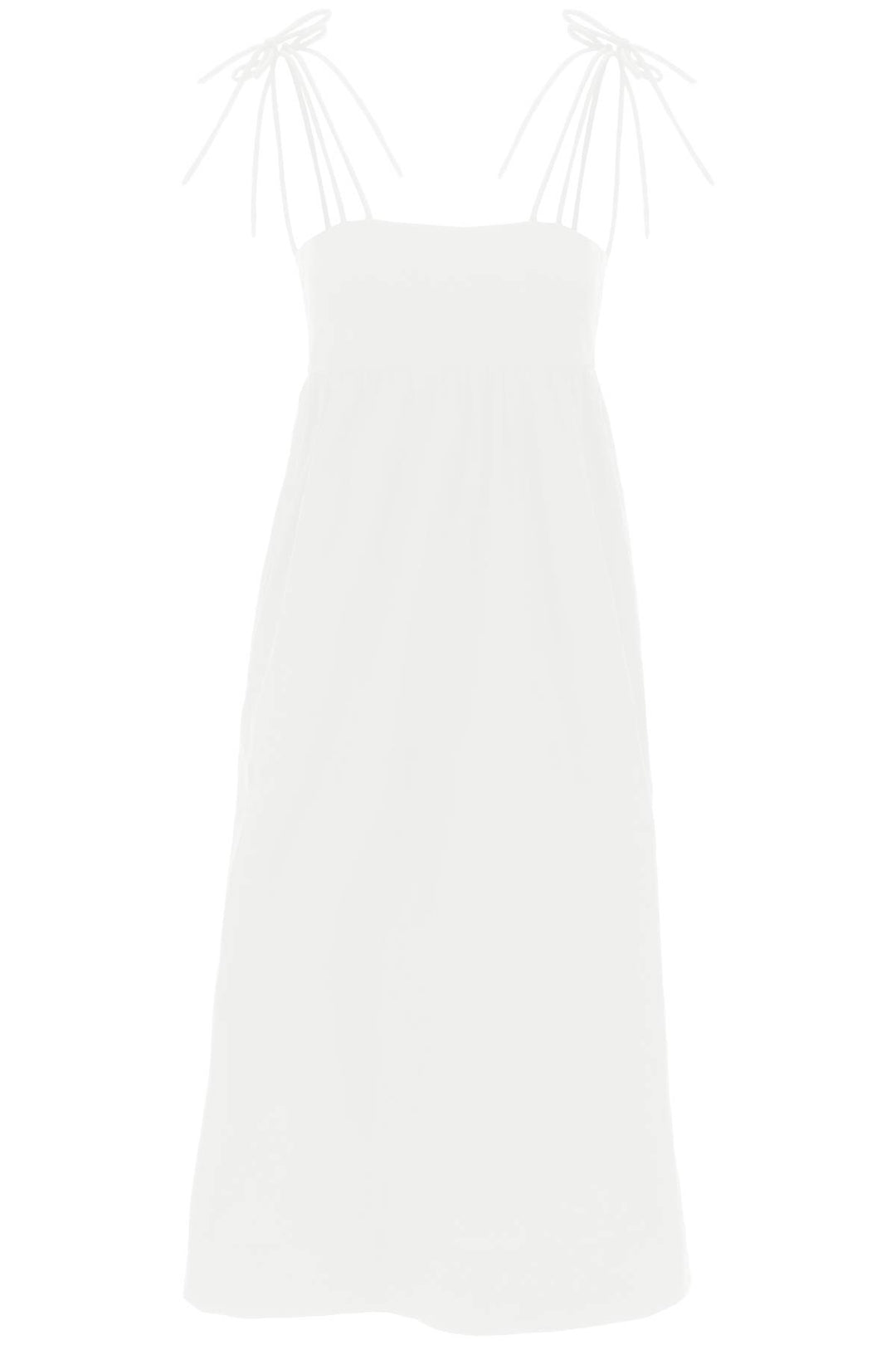 Ganni Cotton Poplin Midi Dress In   Bianco