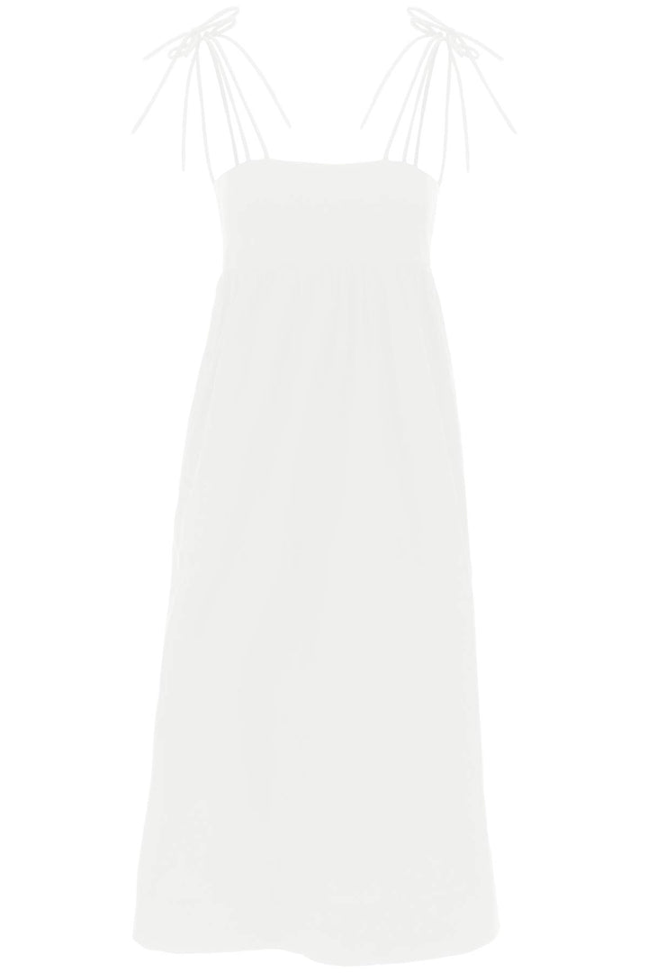 Ganni Cotton Poplin Midi Dress In   Bianco