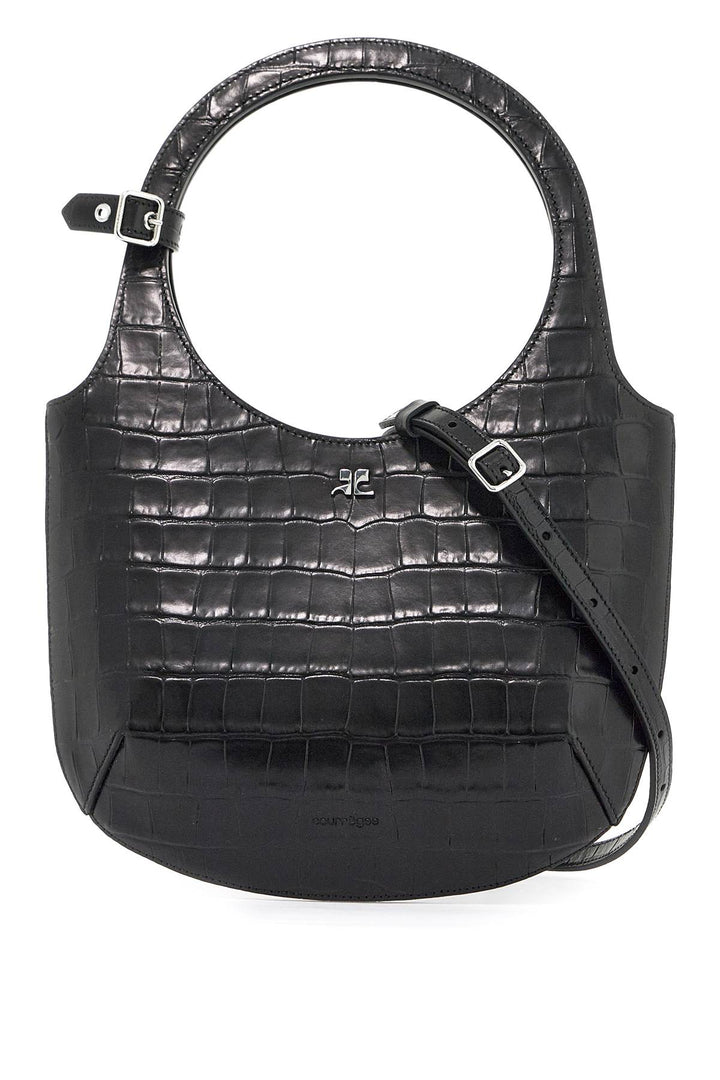 Courreges Handbag With Holy Crocodile Print   Black