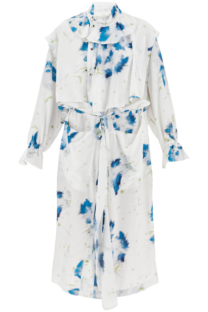 Lemaire Printed Dust Coat With Cape   White