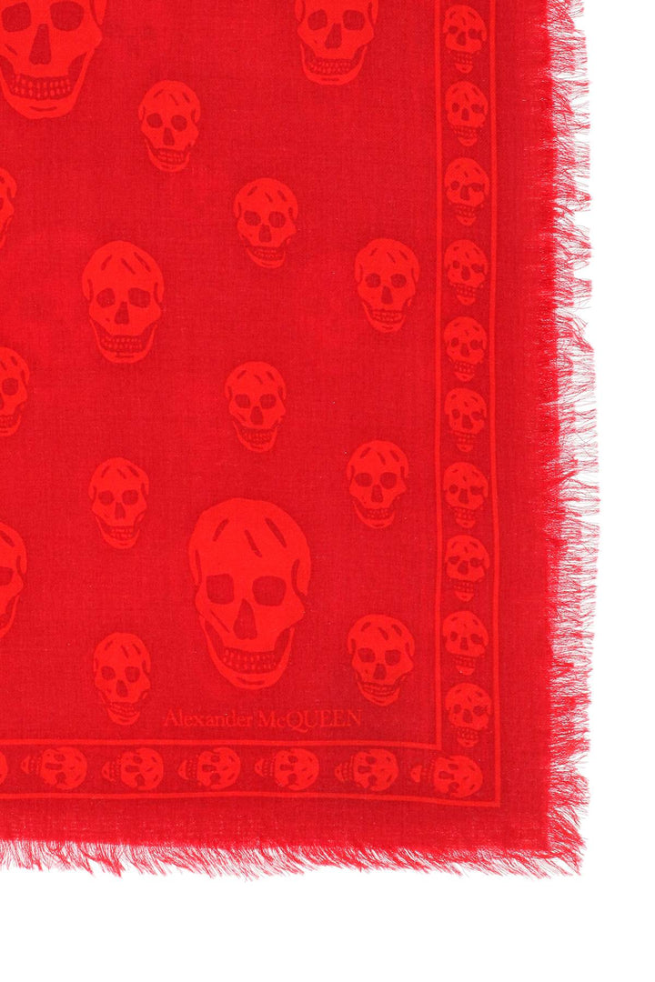 Alexander Mcqueen Skull Scarf In Light Wool   Rosso
