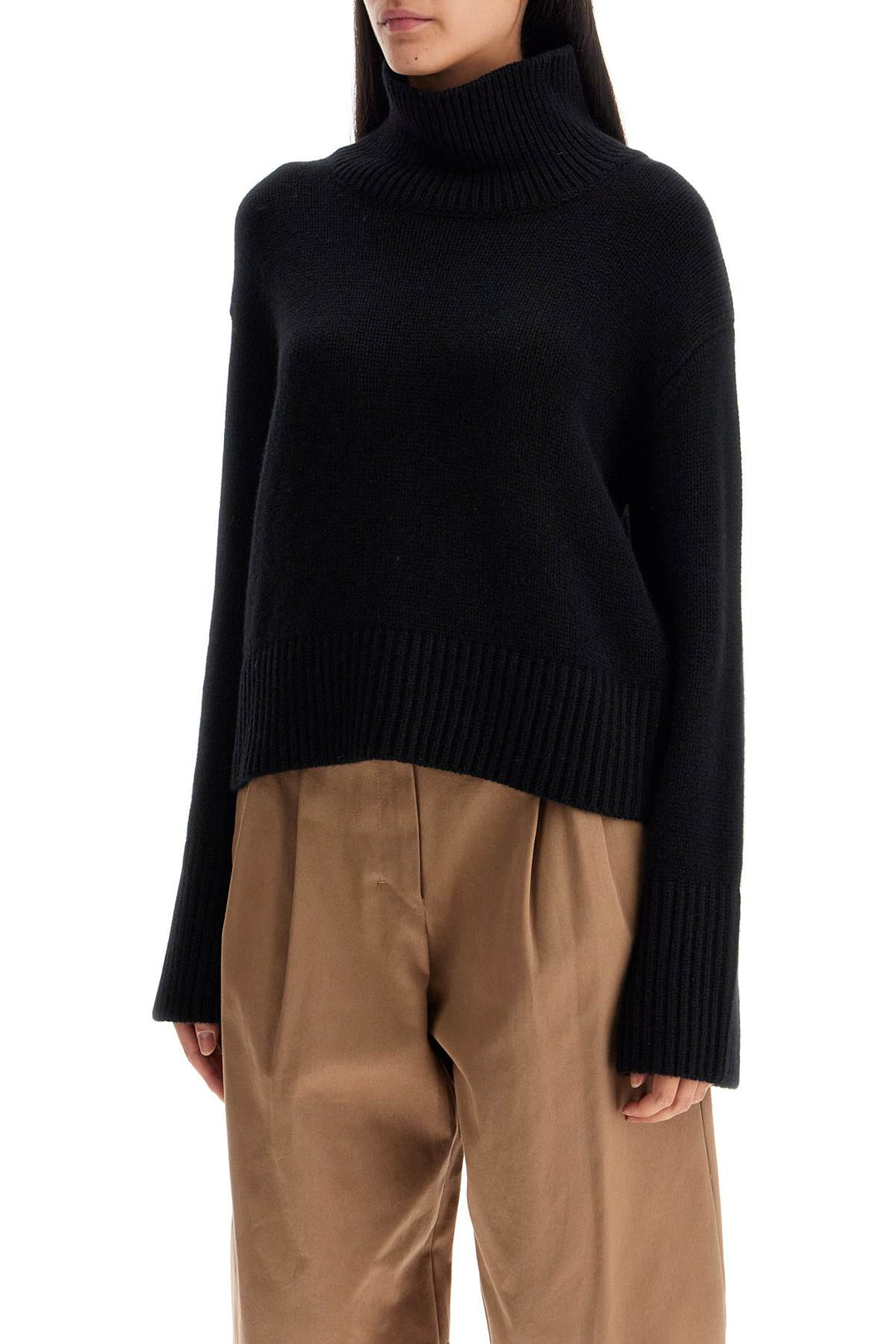 Lisa Yang High Necked Fleur Sweater   Black