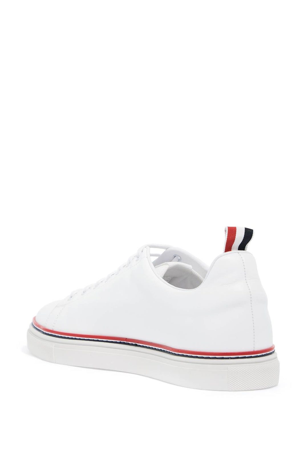 Thom Browne Smooth Leather Sneakers With Tricolor Detail.   White
