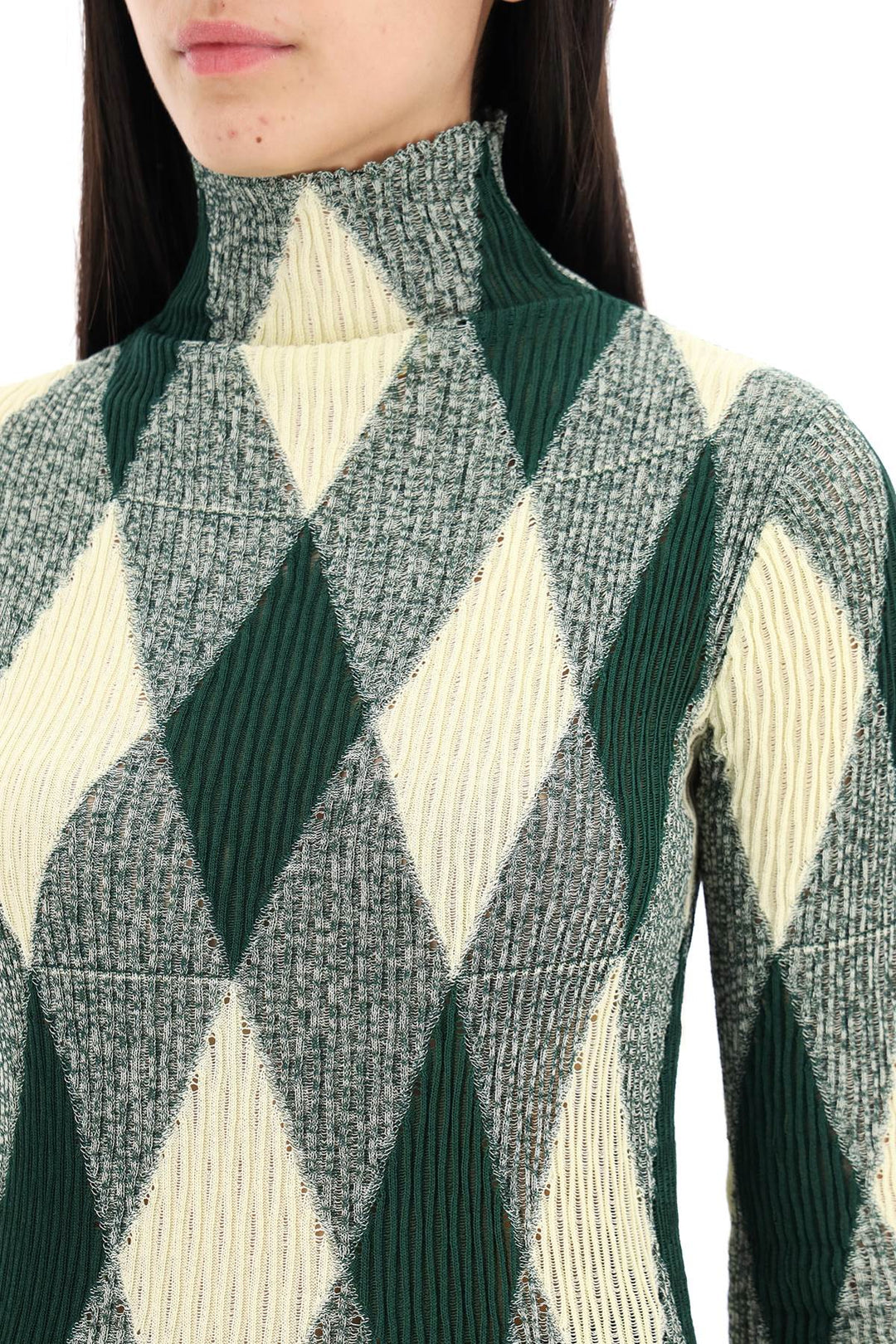 Burberry Striped Cotton And Silk Sweater Verde