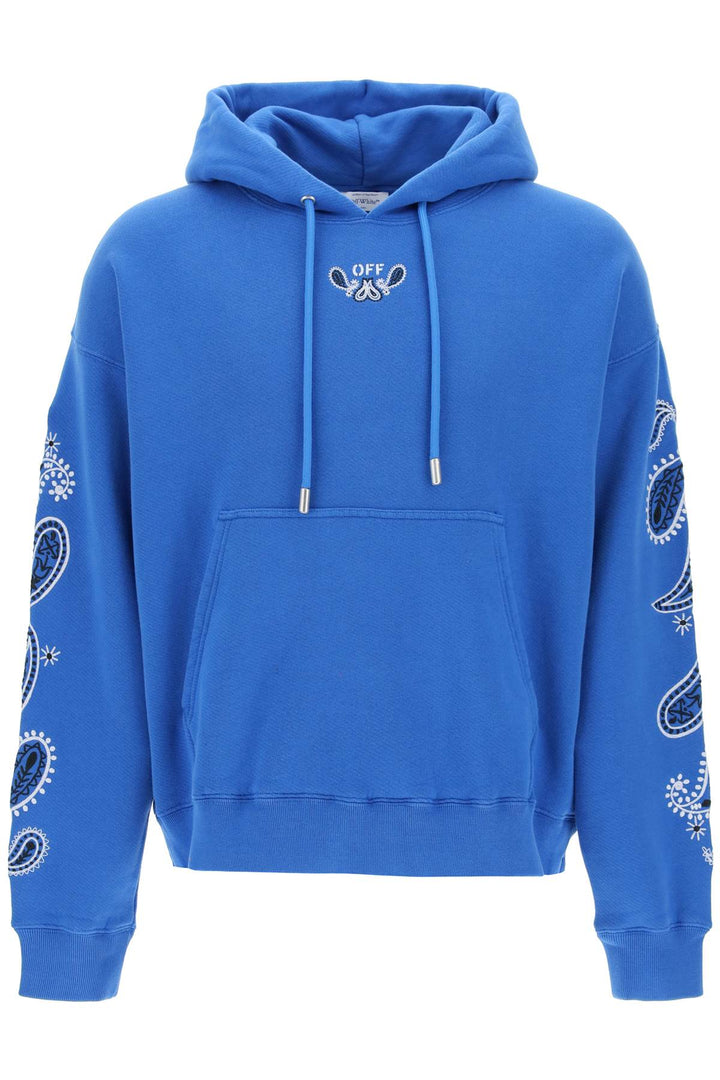 Off White Hooded Sweatshirt With Arrow Band   Blue