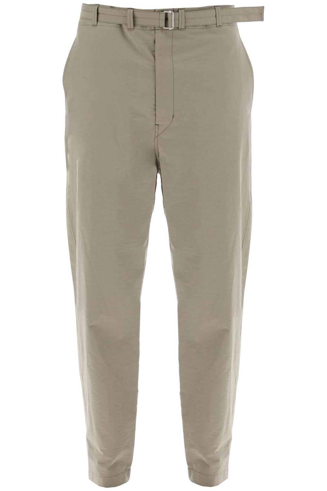 Lemaire Carrot Fluid Crepe Cotton Trousers In   Khaki