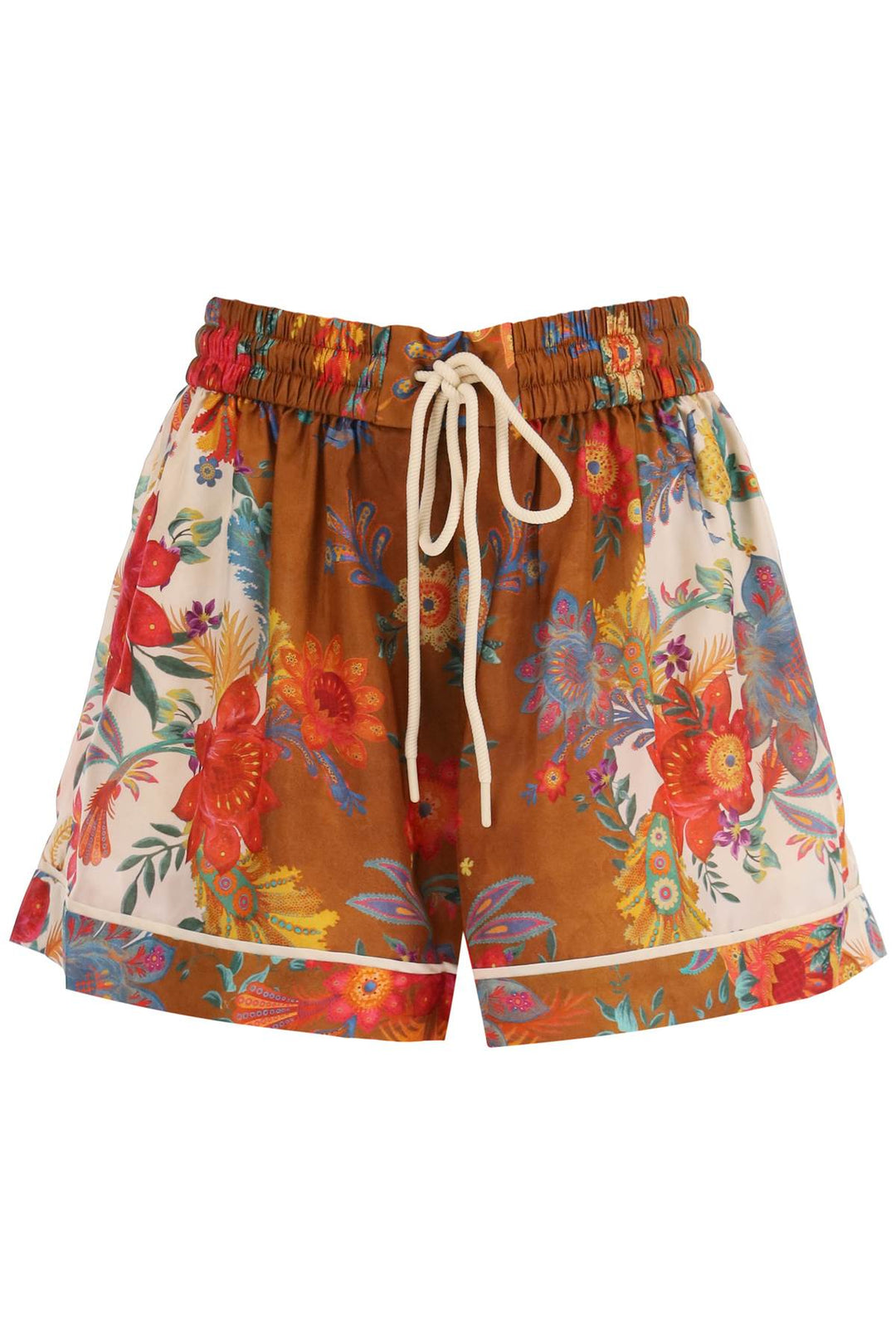 Zimmermann 'Ginger' Shorts With Floral Motif   Marrone