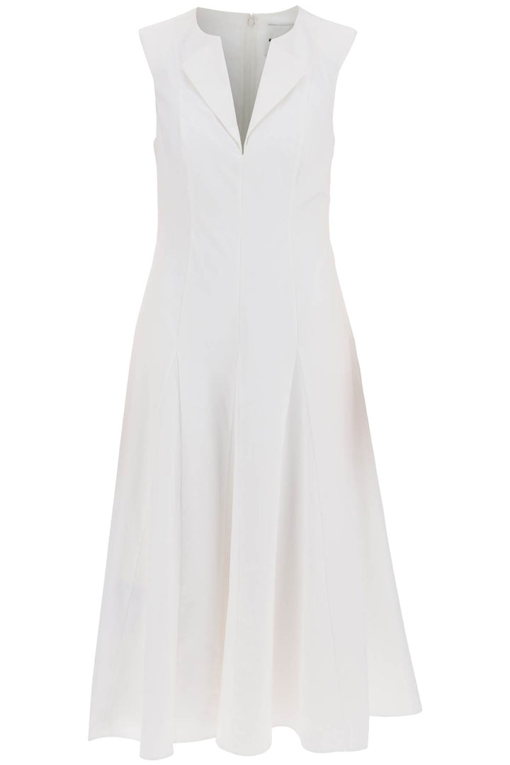 Roland Mouret Cotton Poplin Midi Dress In   Bianco
