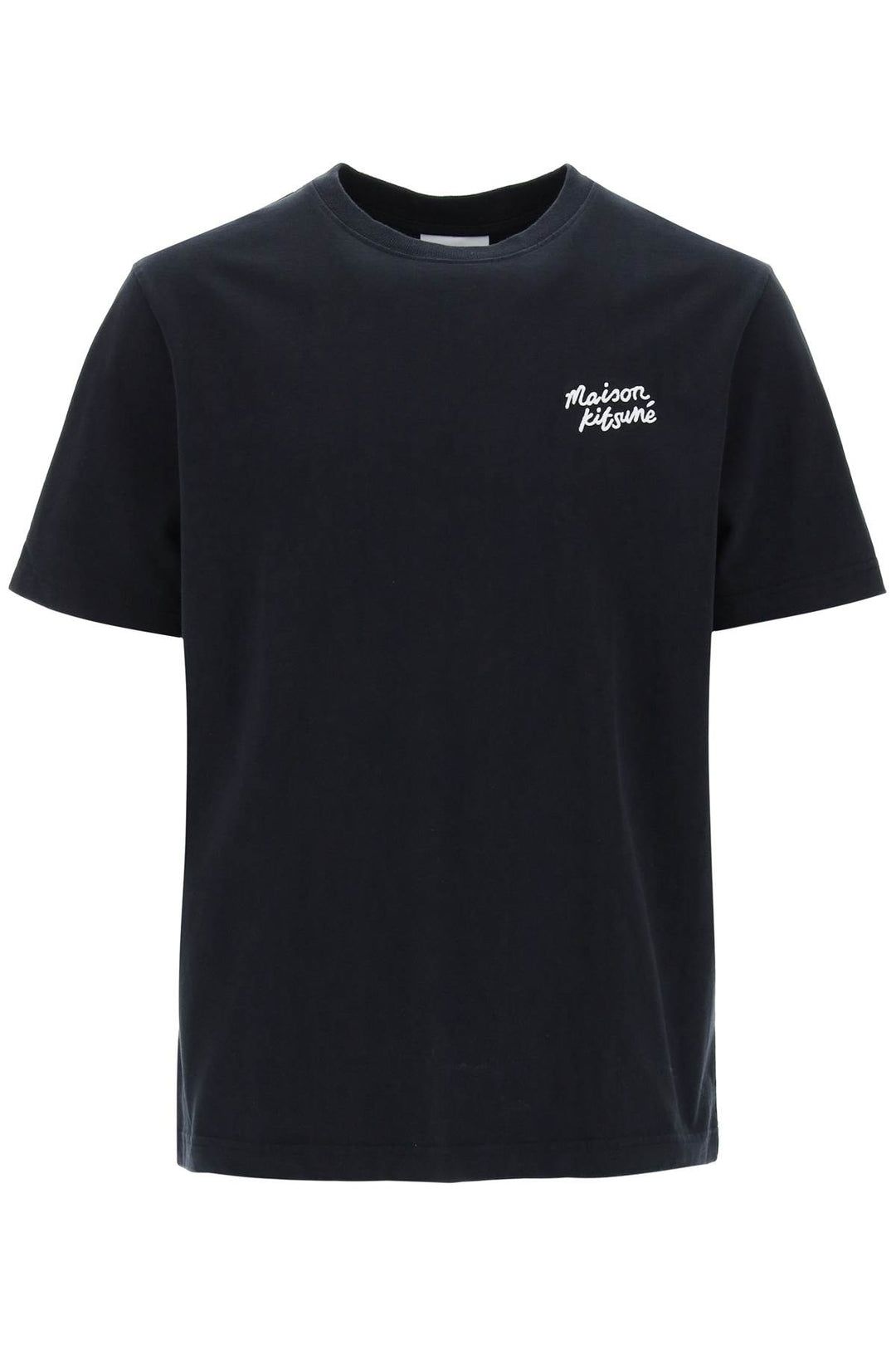 Maison Kitsune T Shirt With Logo Lettering   Nero
