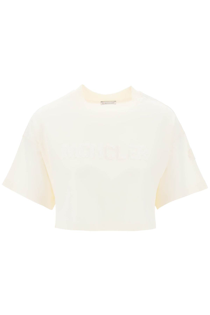 Moncler cropped t-shirt with sequin logo