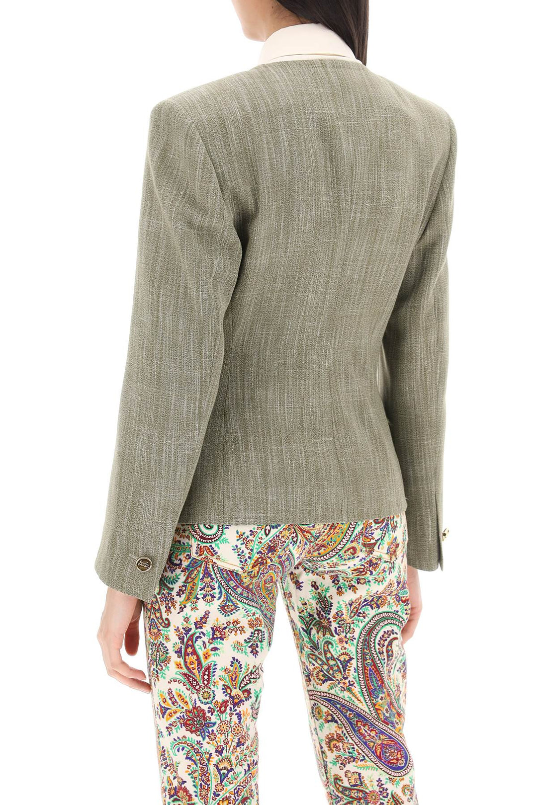 Etro Fitted Jacket With Padded Shoulders   Verde