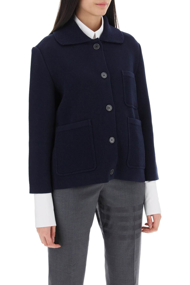 Thom Browne Cotton Cashmere Knit Jacket   Blu
