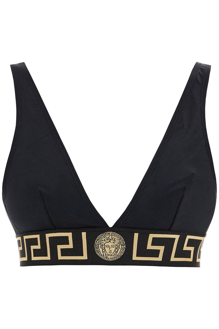 Versace Top Bikini With Greek Border Trim   Black