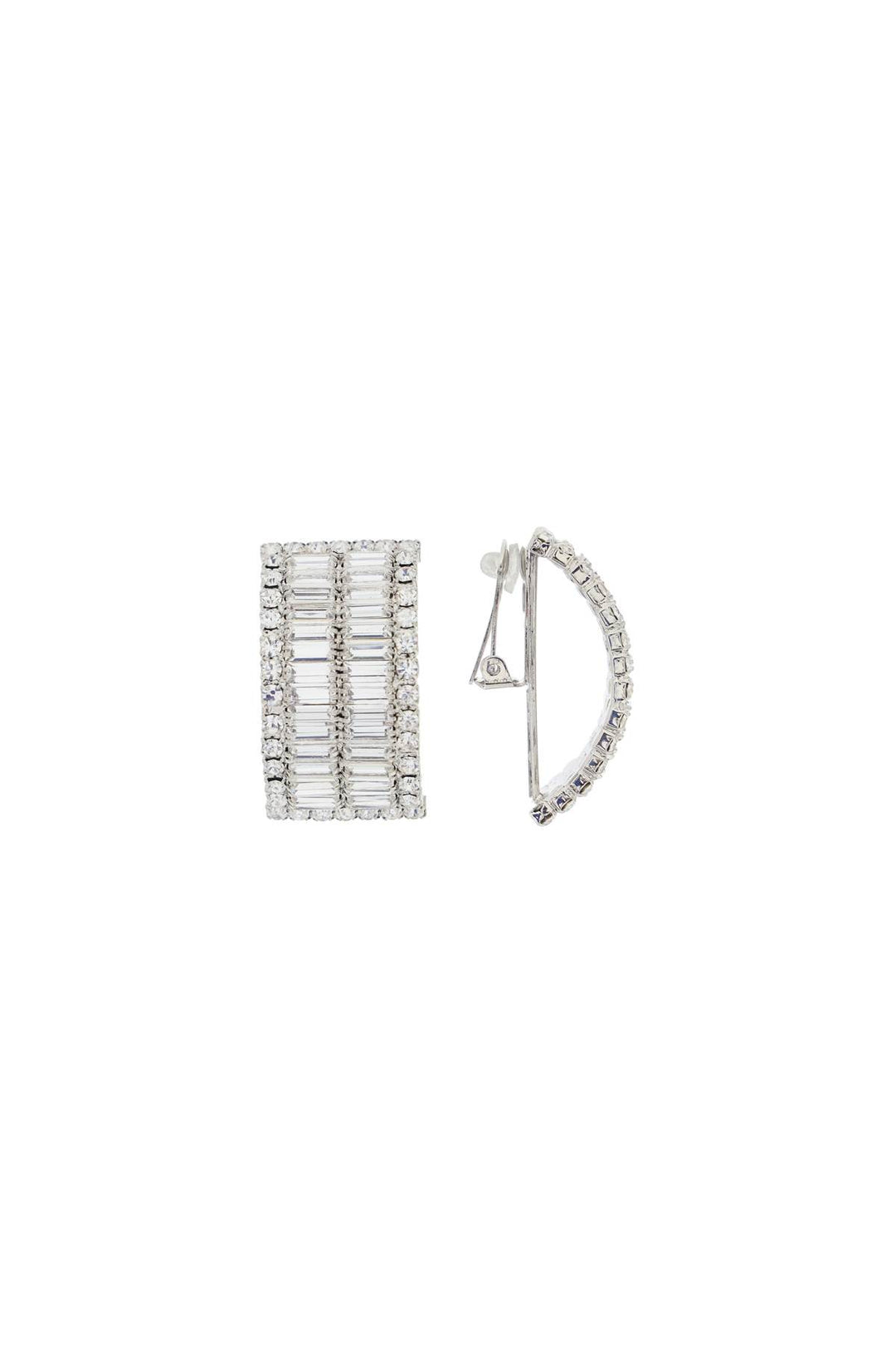 Alessandra Rich Clip On Earrings With Crystals   Argento