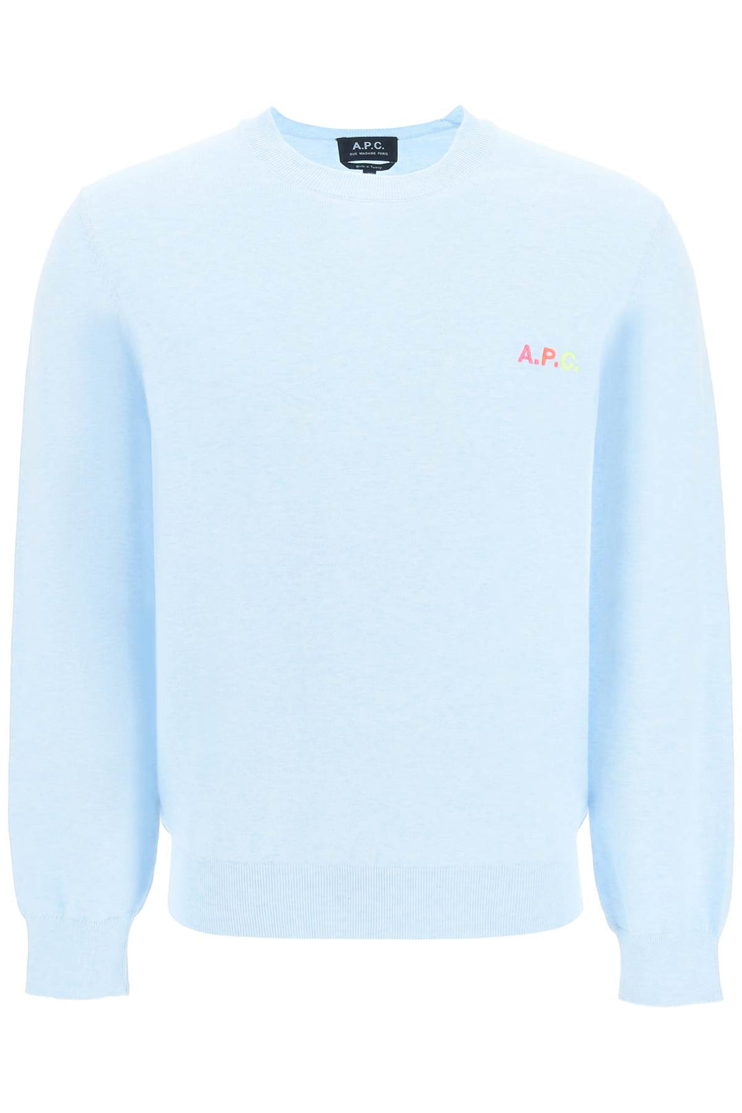 A.P.C. 'Martin' Pullover With Logo Embroidery Detail   Celeste