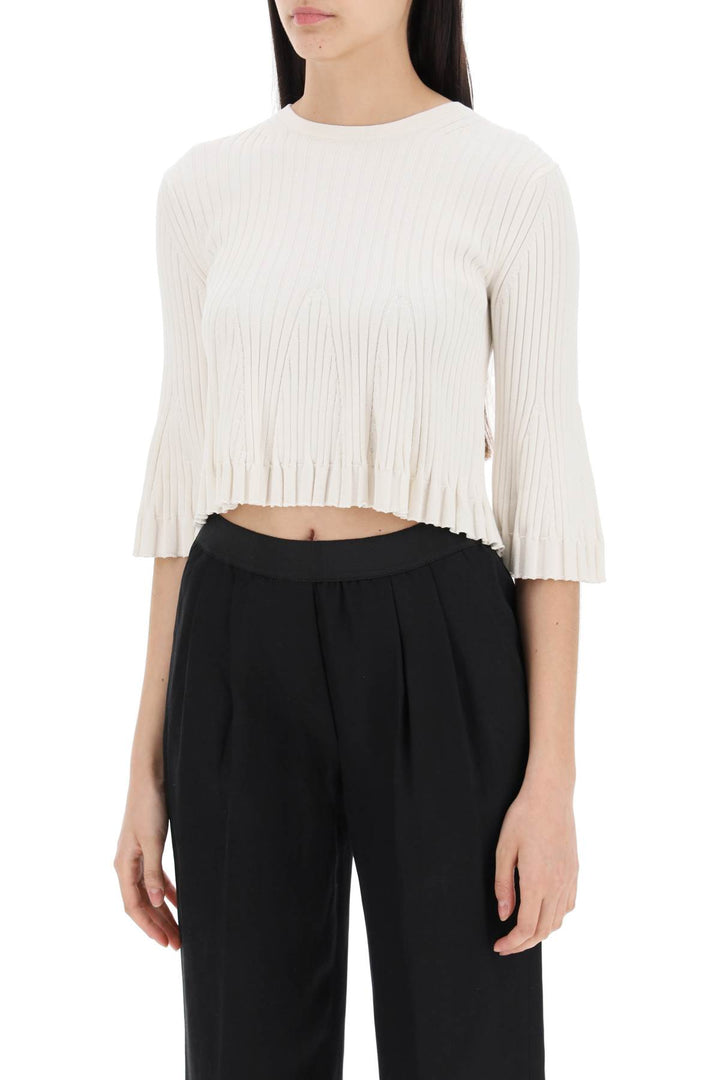 Loulou Studio Silk And Cotton Knit Ammi Crop Top In   Bianco