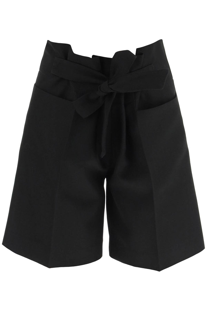 Toteme Belted Wool Blend Shorts   Nero