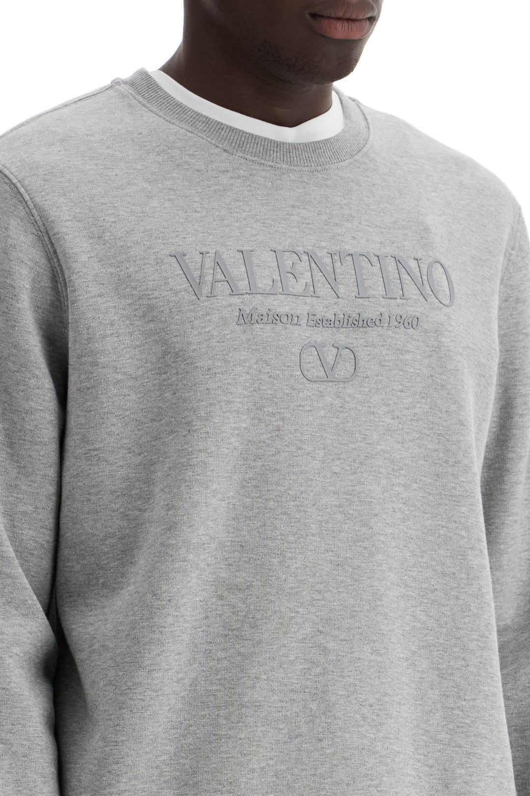 Valentino Garavani Crewneck Sweatshirt With Logo   Grey