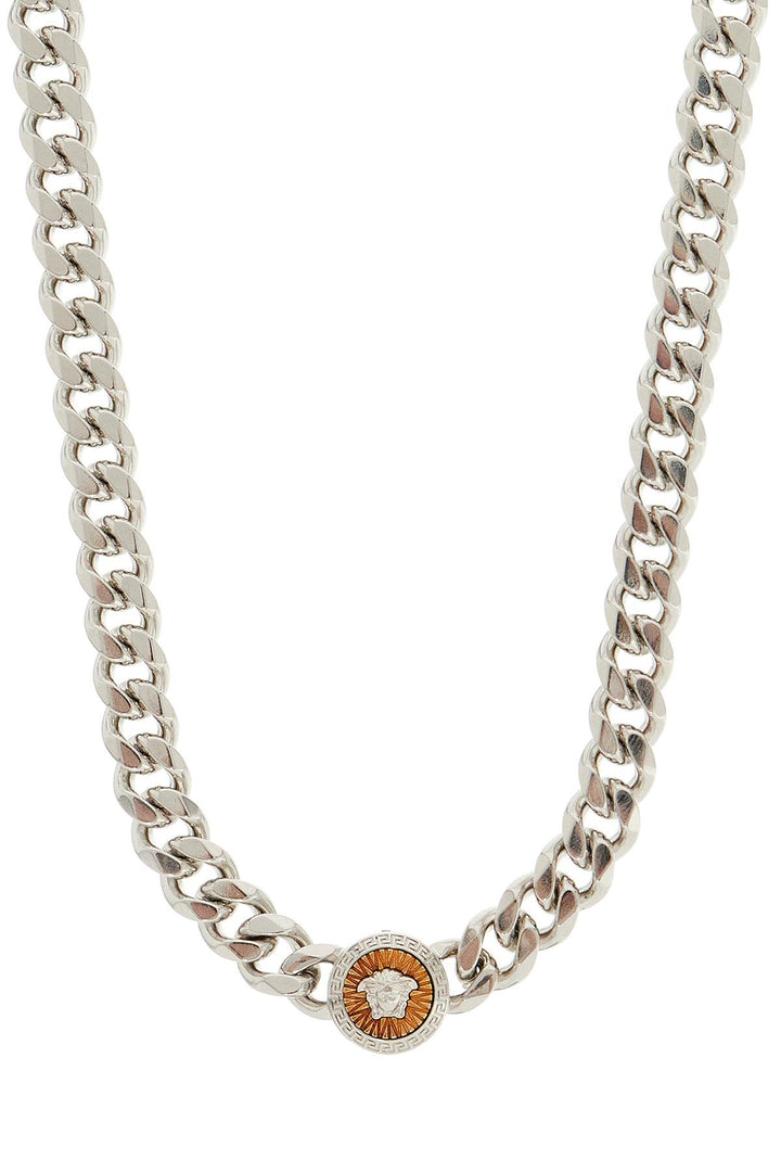 Versace Medusa Chain Necklace With Pendant   Silver