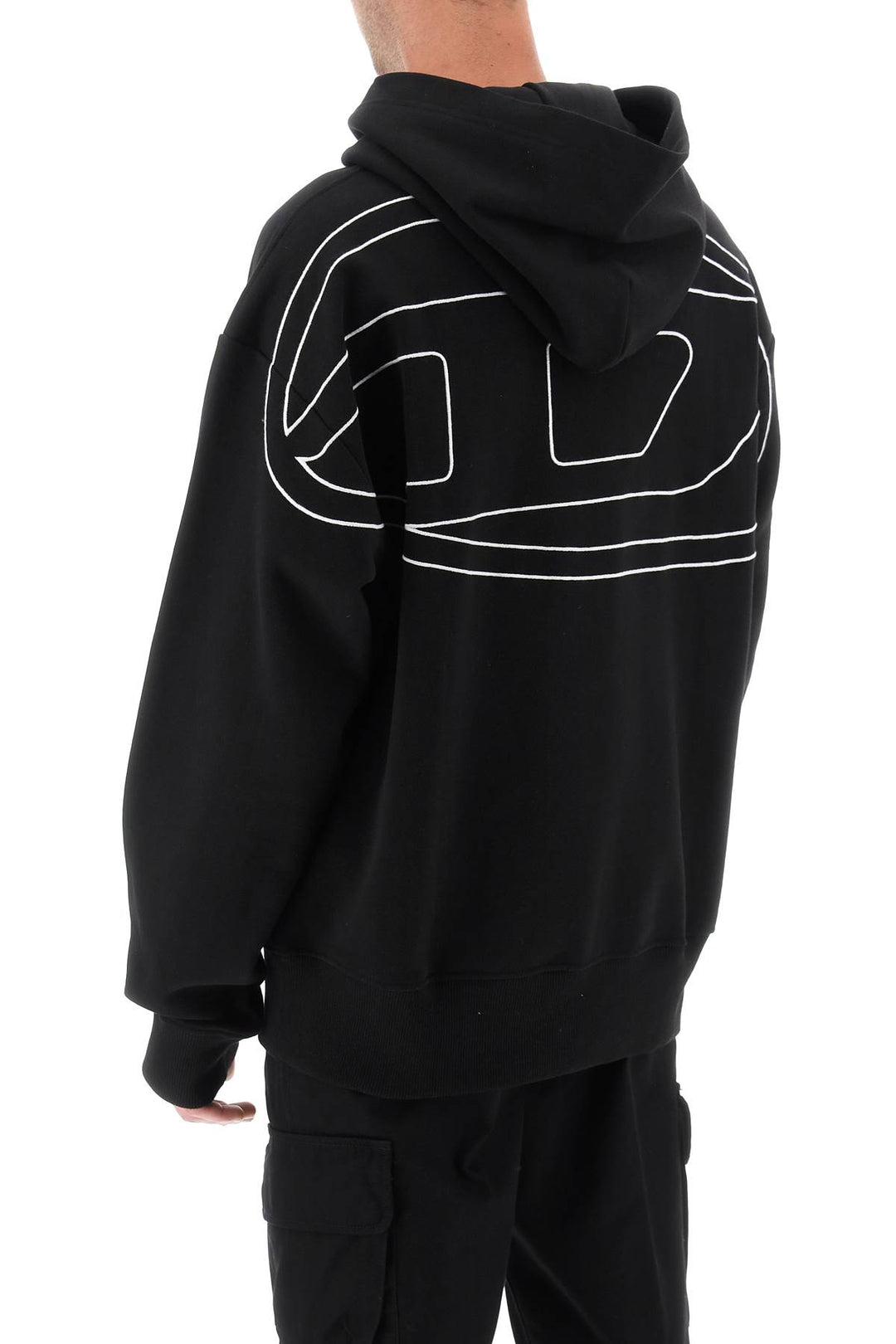 Diesel 'S Macs Hood Megoval' Hoodie With Logo Embroidery   Black